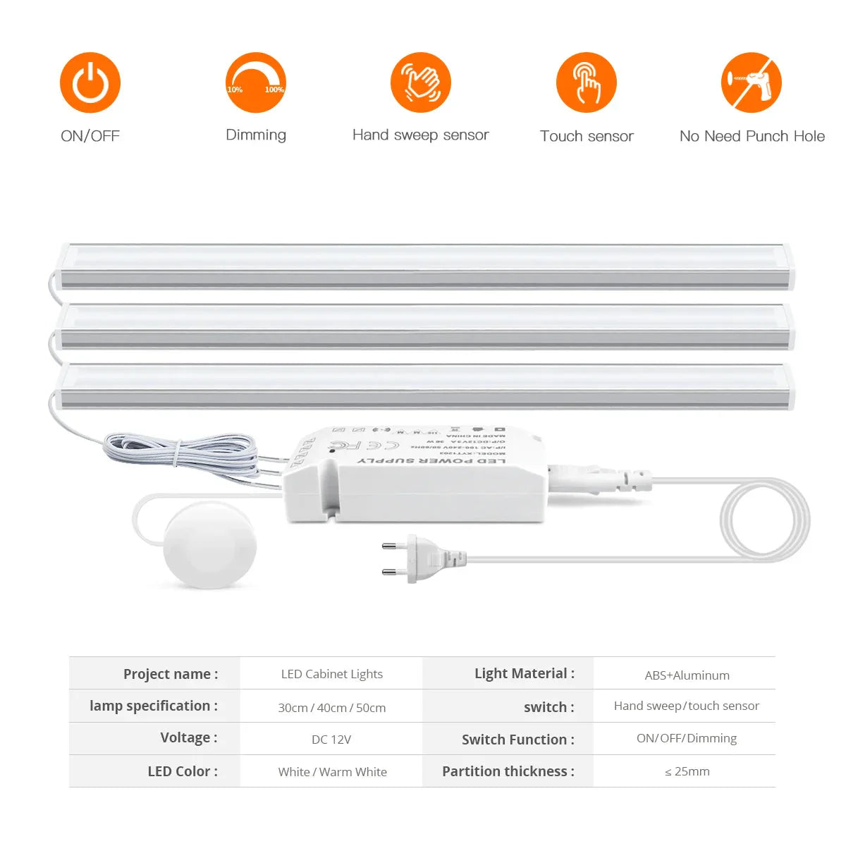 Under-Cabinet LED Light Motion Sensor & Touch Dimmer
