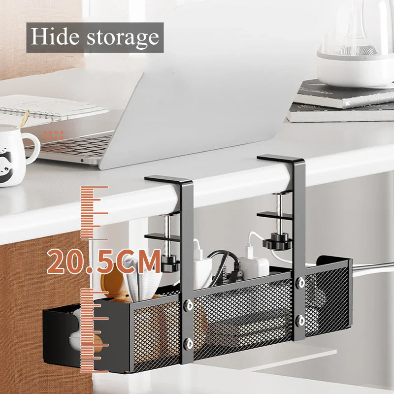 Under-Desk Cable Basket Clamp Mount Steel Ventilated
