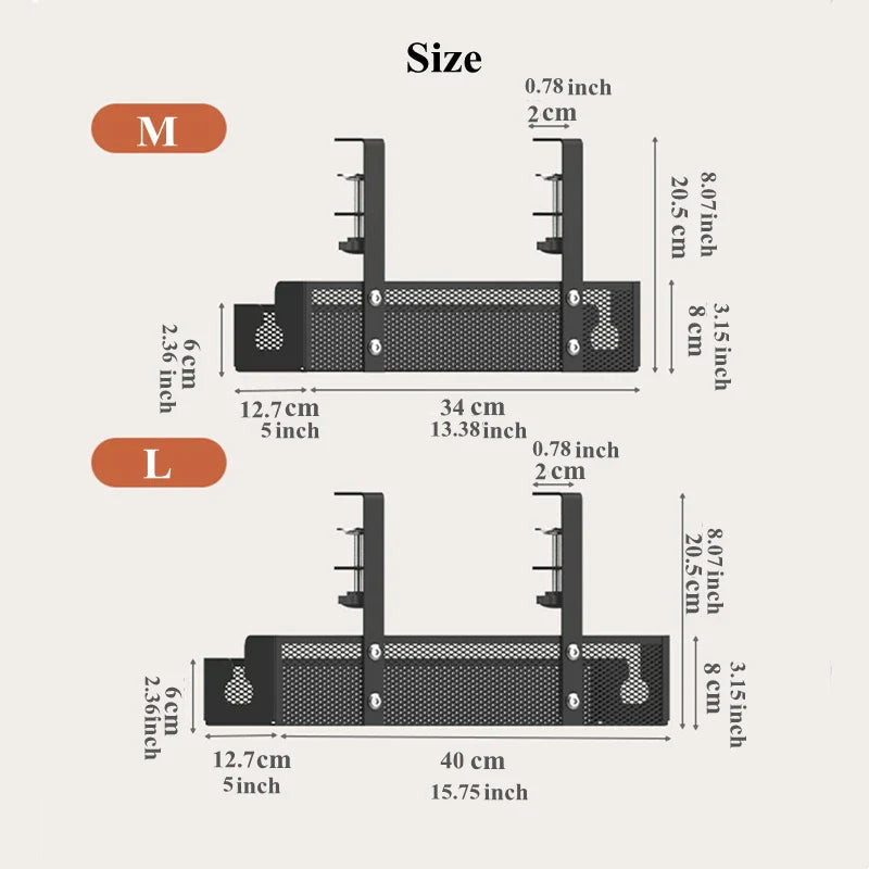 Under-Desk Cable Basket Clamp Mount Steel Ventilated