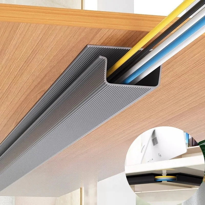 Under-Desk Cable Duct Self-Adhesive Flip-Open