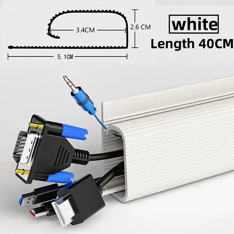 Under-Desk Cable Duct Self-Adhesive Flip-Open