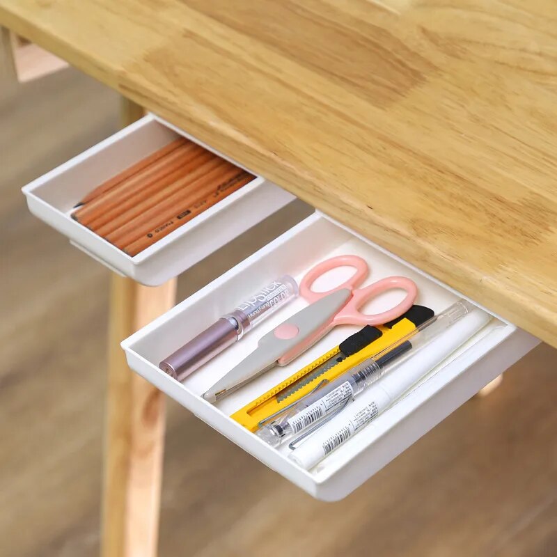 Under-Desk Drawer Hidden Self-Adhesive Set of 3