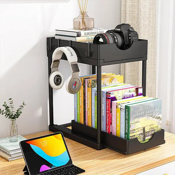 Under-Sink Organizer Two-Tier Pull-Out Metal Frame & Perforated Shelves
