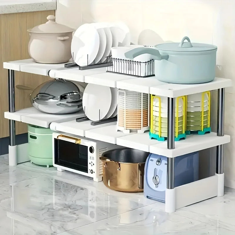 Under-Sink Shelf Adjustable Width & Stainless Steel Legs
