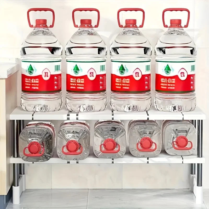 Under-Sink Shelf Adjustable Width & Stainless Steel Legs