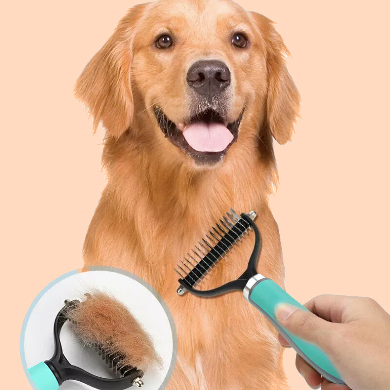Undercoat Brush Double-Sided Fine & Coarse Pins Non-Slip Handle