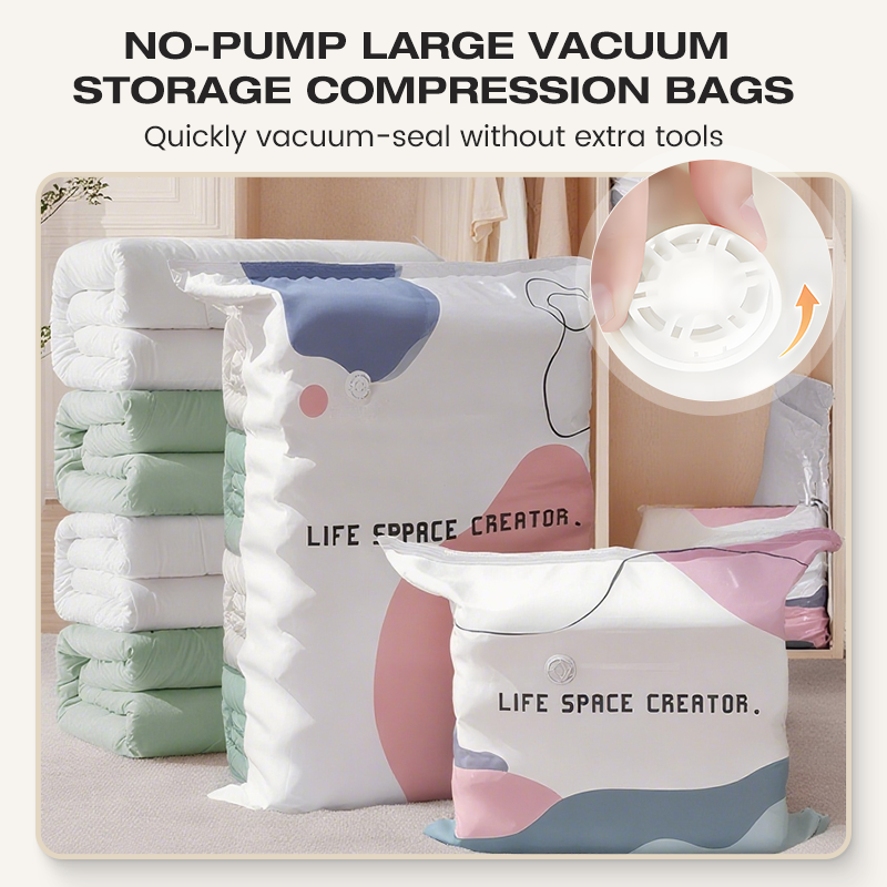 Vacuum Storage Bag No-Pump Compression Airtight & Moisture-Resistant