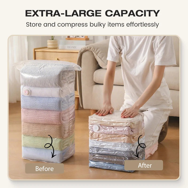 Vacuum Storage Bags Pump-Free Valve Up To 80% Space-Saving