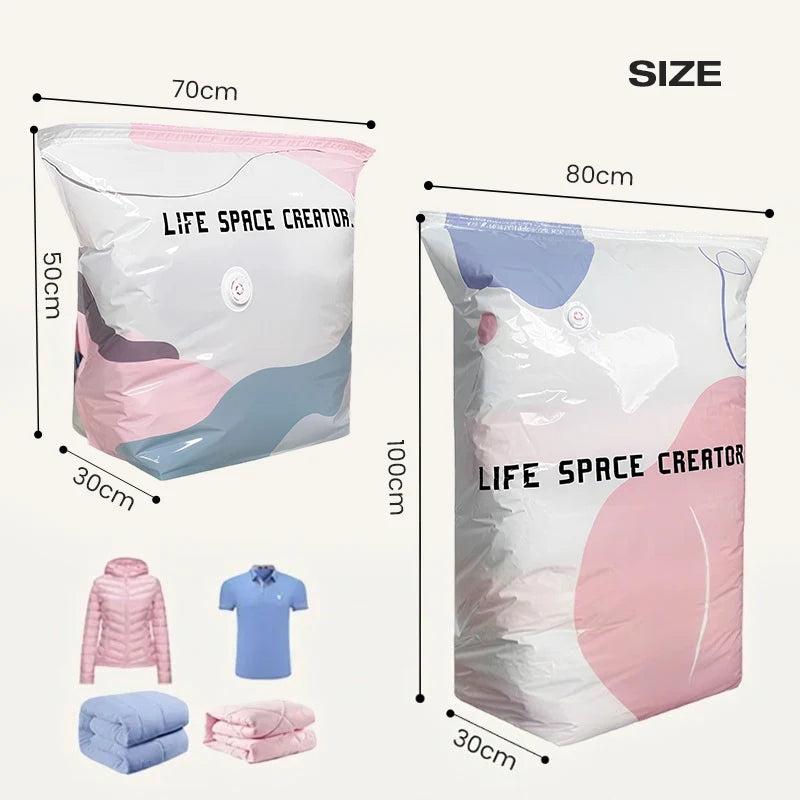 Vacuum Storage Bags Pump-Free Valve Up To 80% Space-Saving