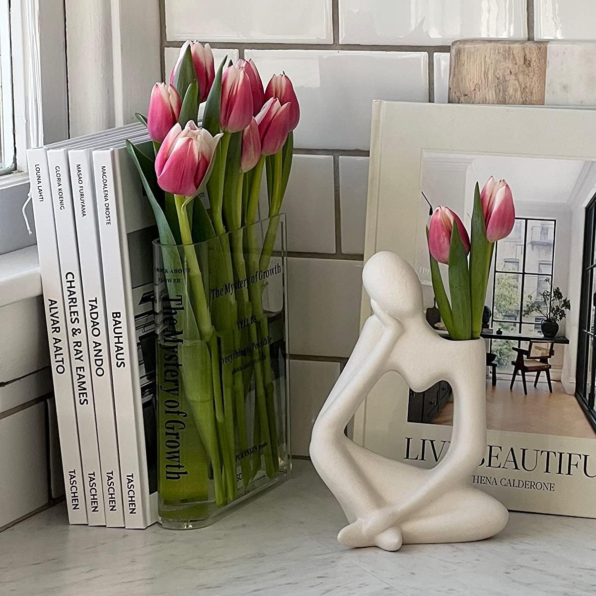 Vase Book-Shaped Transparent Acrylic