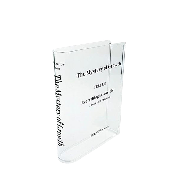 Vase Book-Shaped Transparent Acrylic Shatterproof & Lightweight
