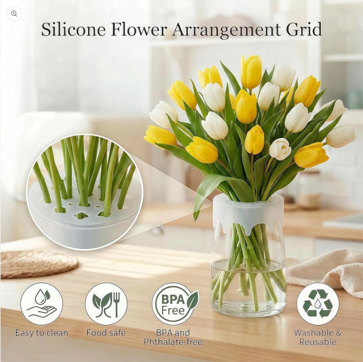 Vase Flower Grid Flexible Silicone Reusable Dishwasher Safe