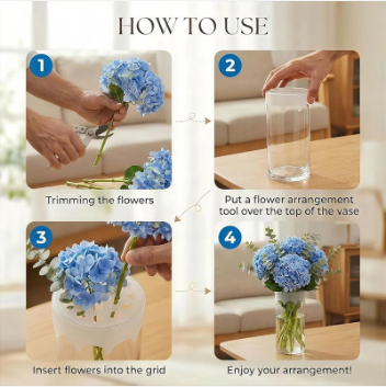Vase Flower Grid Flexible Silicone Reusable Dishwasher Safe
