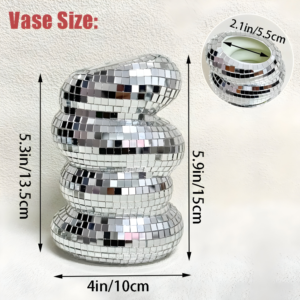 Vase Glass Mirror Tile Reflective Flower Holder