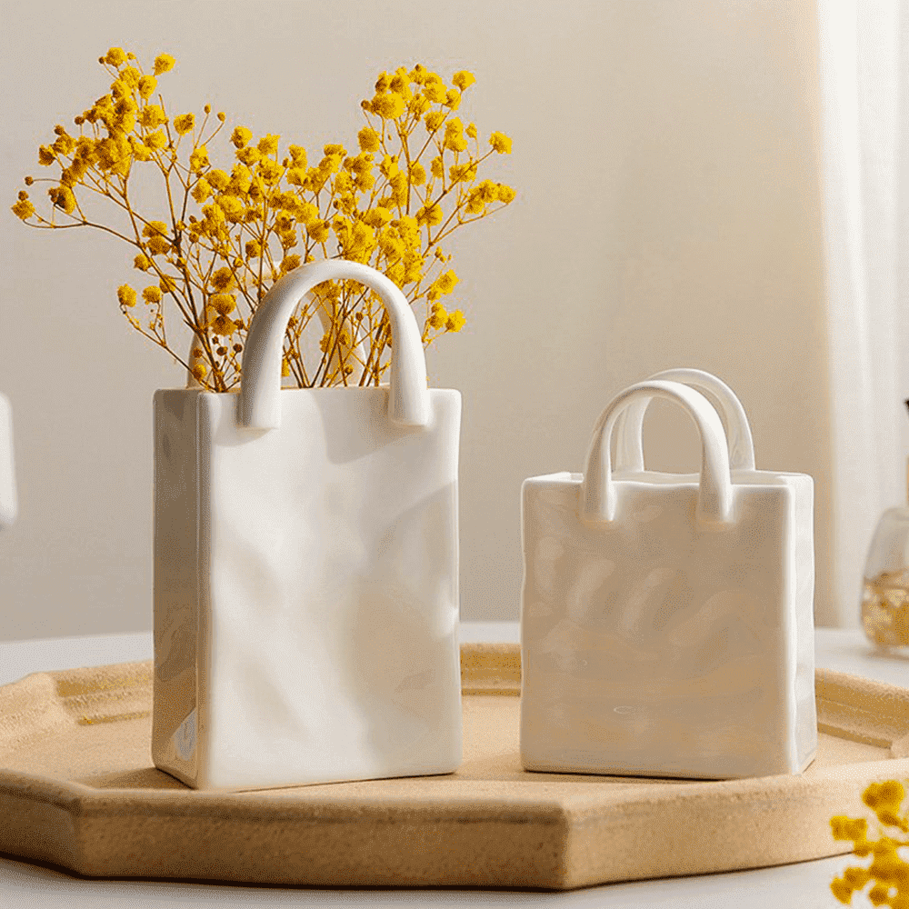 Vase Handbag-Shaped Porcelain Compact
