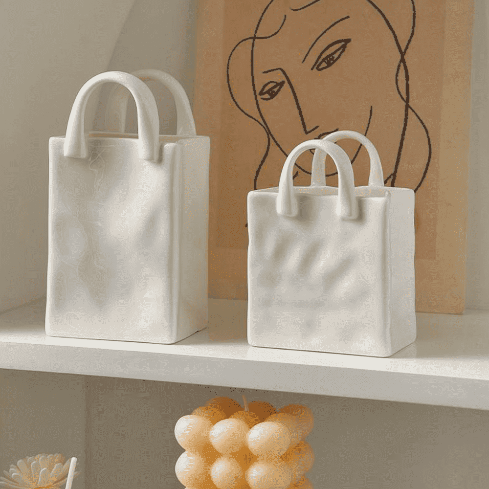 Vase Handbag-Shaped Porcelain Compact