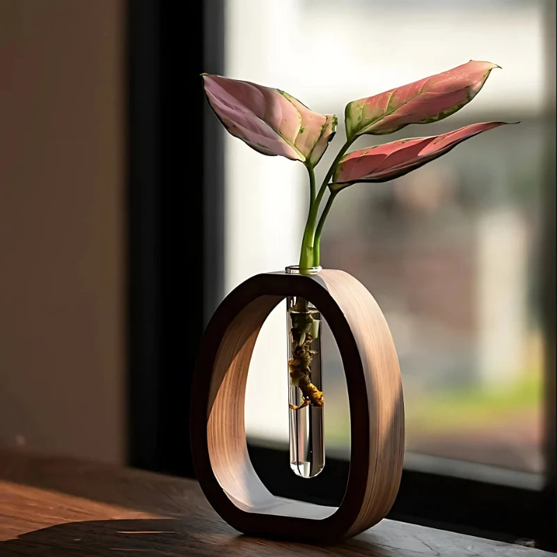 Vase Wood Frame Glass Test Tube
