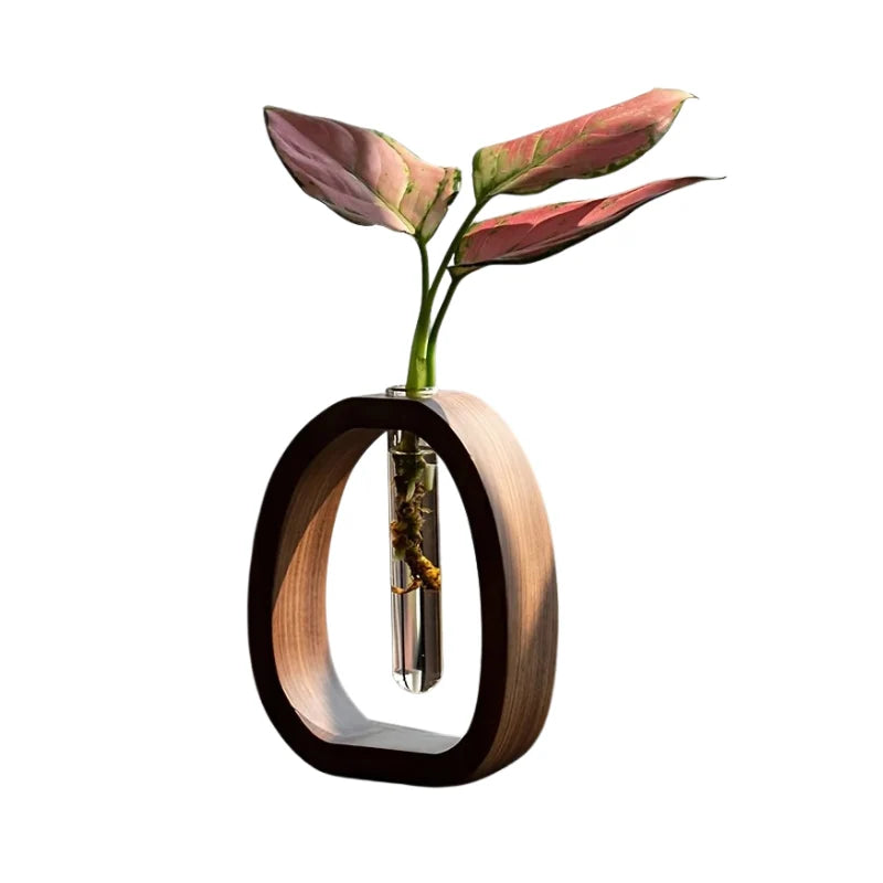 Vase Wood Frame Glass Test Tube