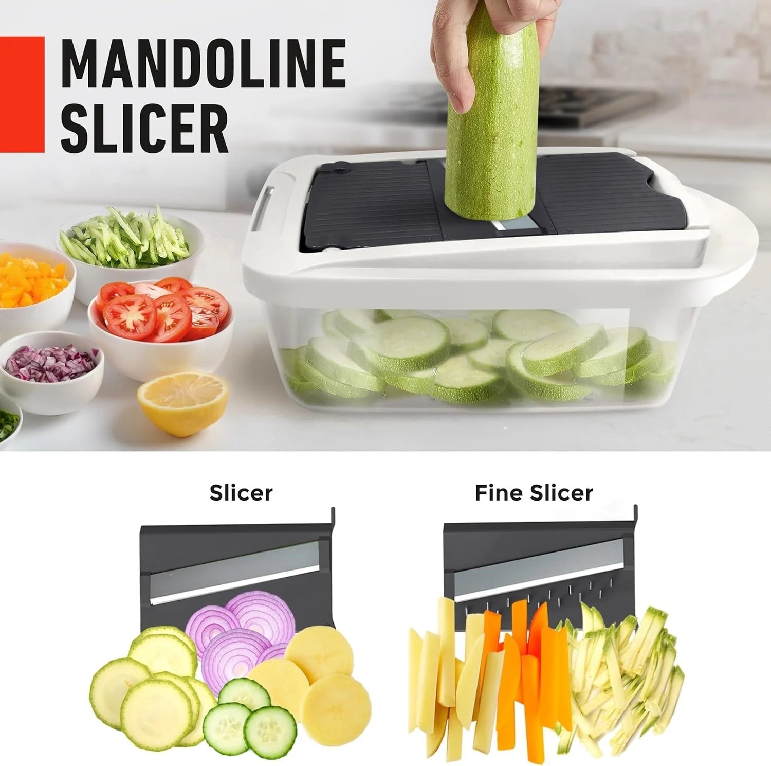 Vegetable Cutter 8 Stainless Steel Blades & Integrated Container