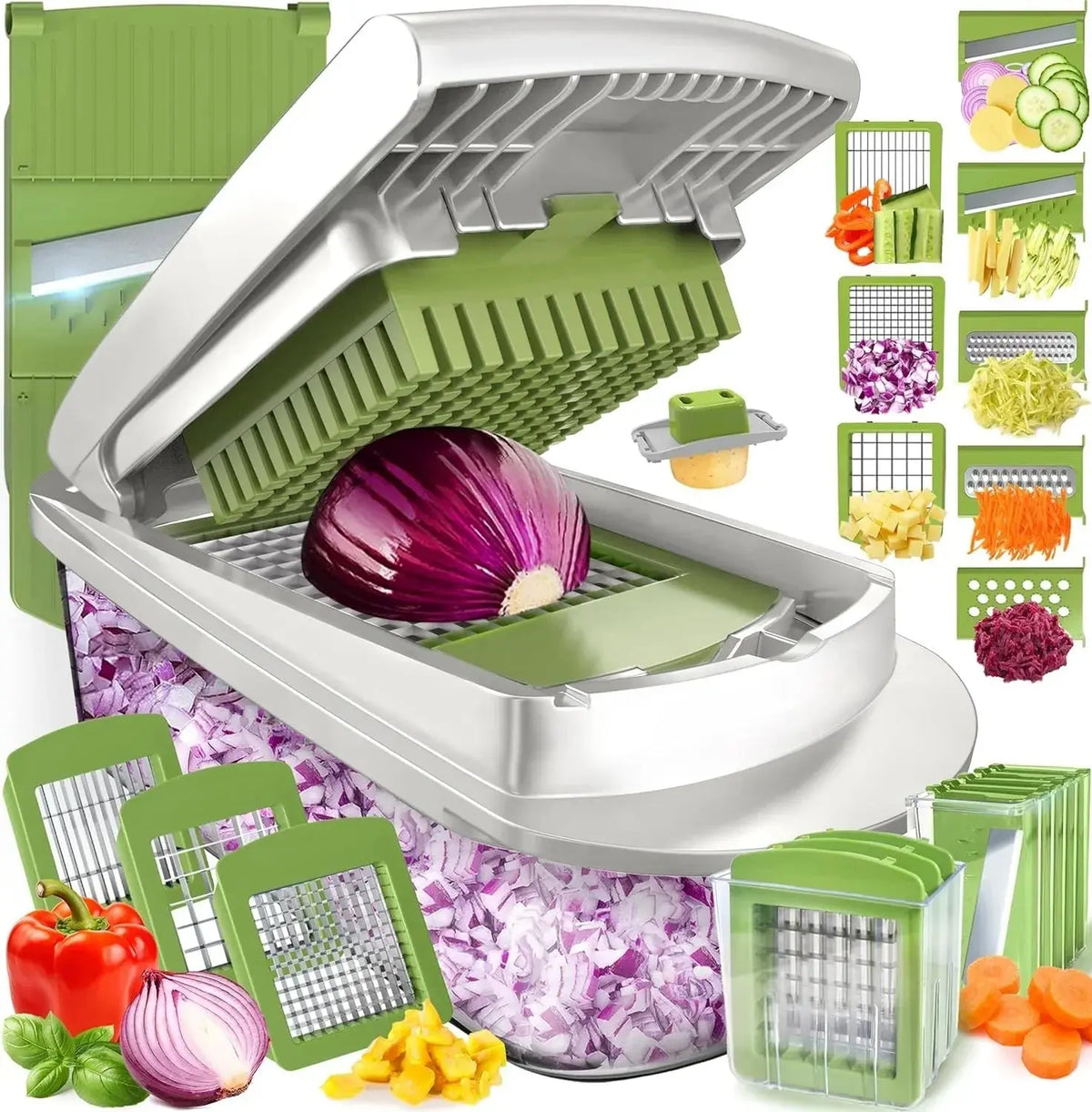Vegetable Cutter Interchangeable Stainless Steel Blades & Collection Box