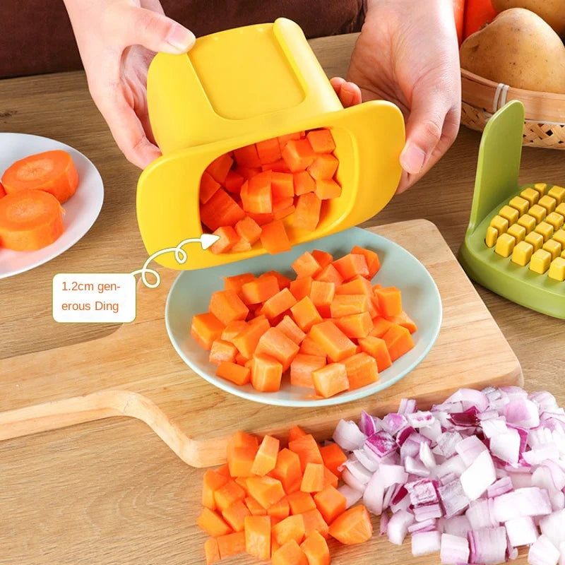 Vegetable Cutter One-Hand Press Stainless Steel Blades & BPA-Free Frame