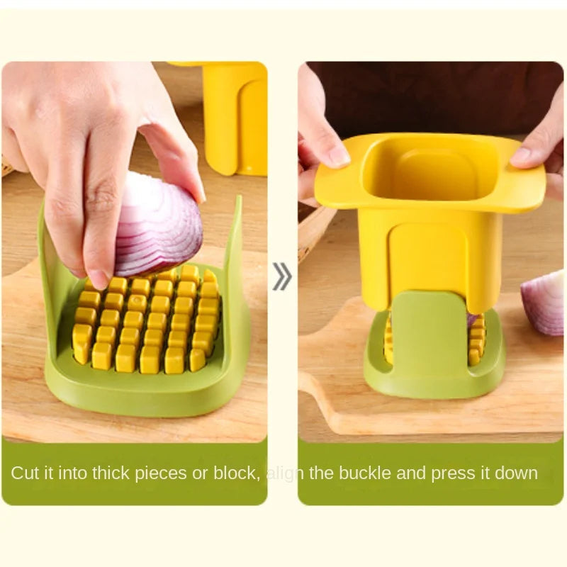 Vegetable Cutter One-Hand Press Stainless Steel Blades & BPA-Free Frame