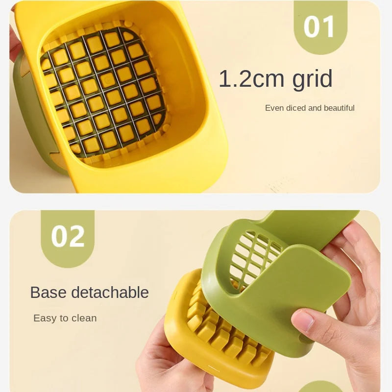 Vegetable Cutter One-Hand Press Stainless Steel Blades & BPA-Free Frame