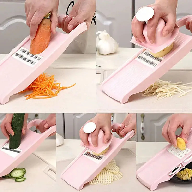 Vegetable Slicer Multifunction Stainless Steel Blades Ergonomic Grip