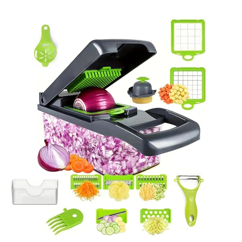 Vegetable Slicer Set Stainless Steel Blades & Catch Container