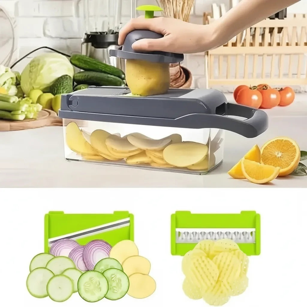 Vegetable Slicer Set Stainless Steel Blades & Catch Container