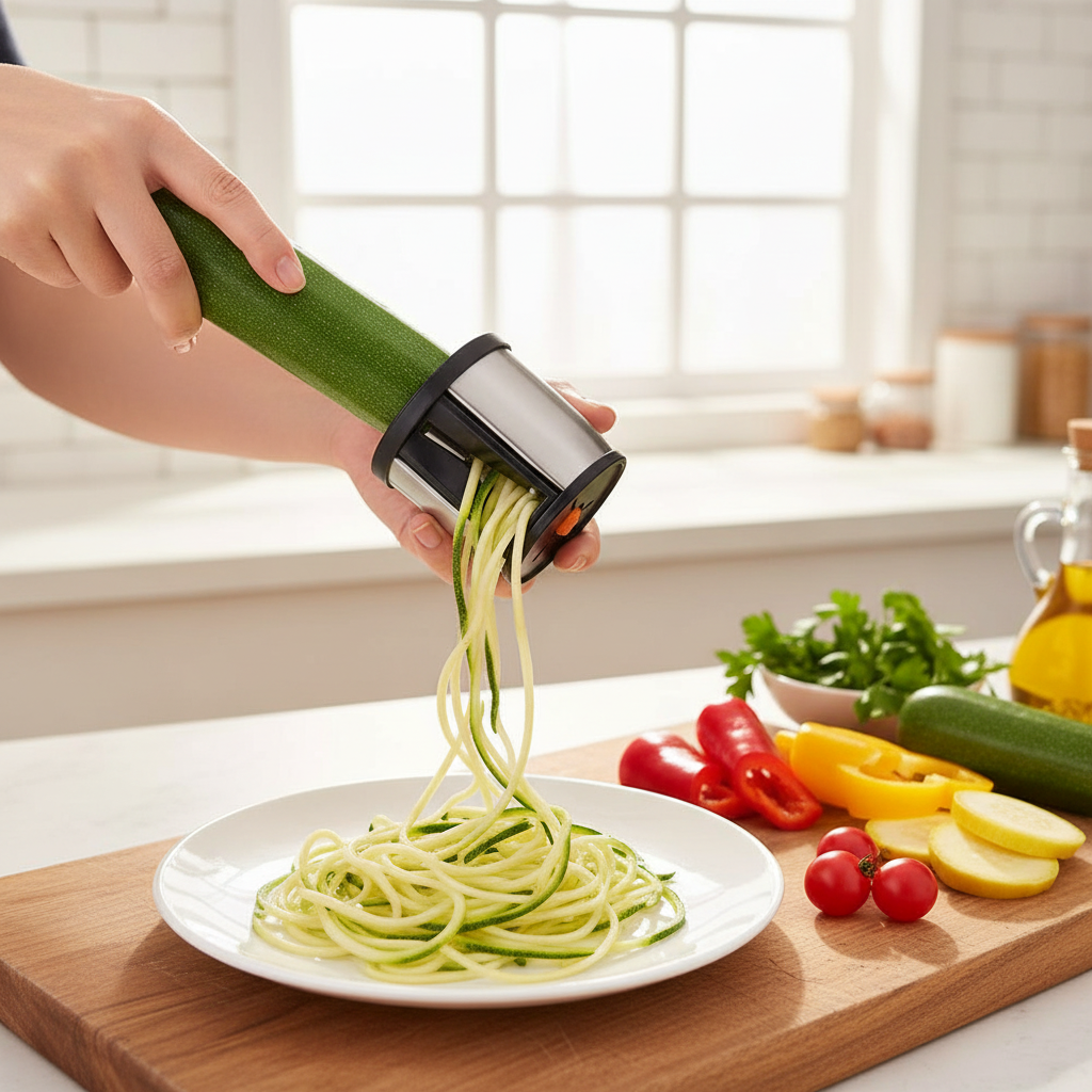 Vegetable Spiralizer Stainless Steel Blade Compact Handheld Dishwasher Safe