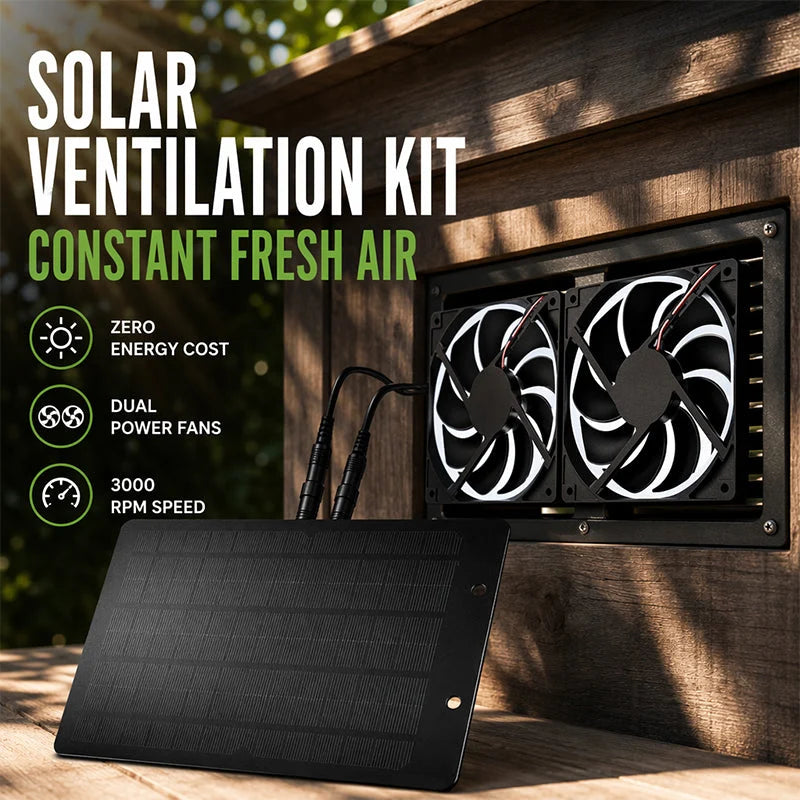 Ventilation Fan Set Solar-Powered Weatherproof Dual Fans
