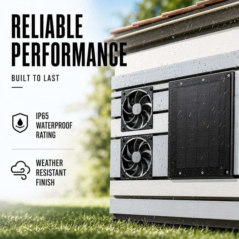 Ventilation Fan Set Solar-Powered Weatherproof Dual Fans