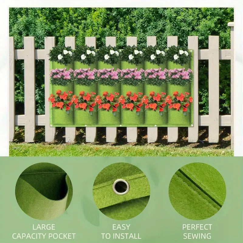 Vertical Felt Wall Planter 18 Pockets Indoor & Outdoor