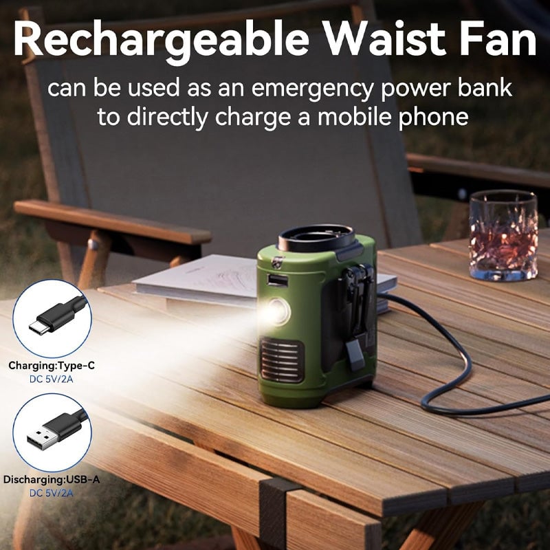 Waist Fan USB Rechargeable Belt Clip