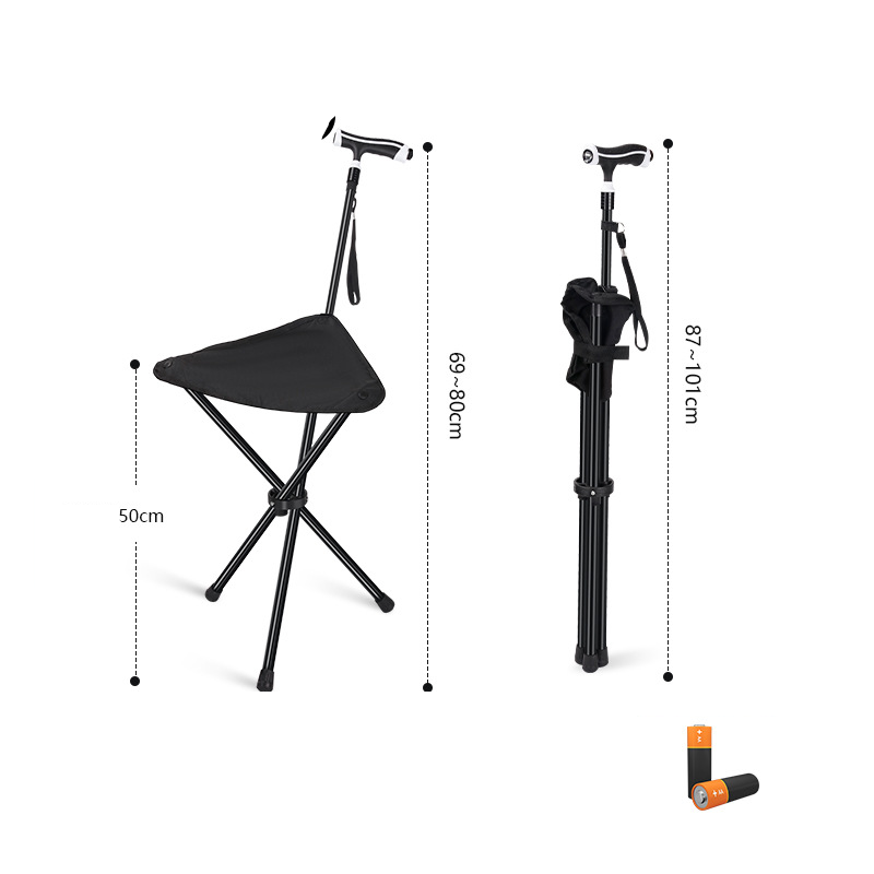 Walking Stick With Seat Foldable & Adjustable Height