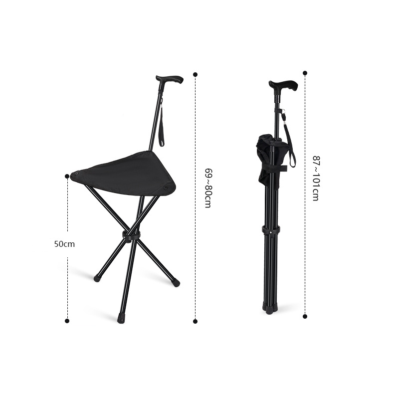 Walking Stick With Seat Foldable & Adjustable Height