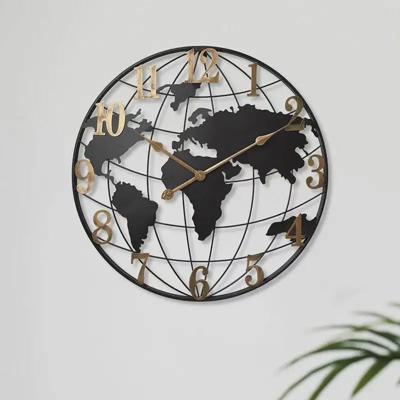 Wall Clock 24 Inch World Map Quiet Quartz