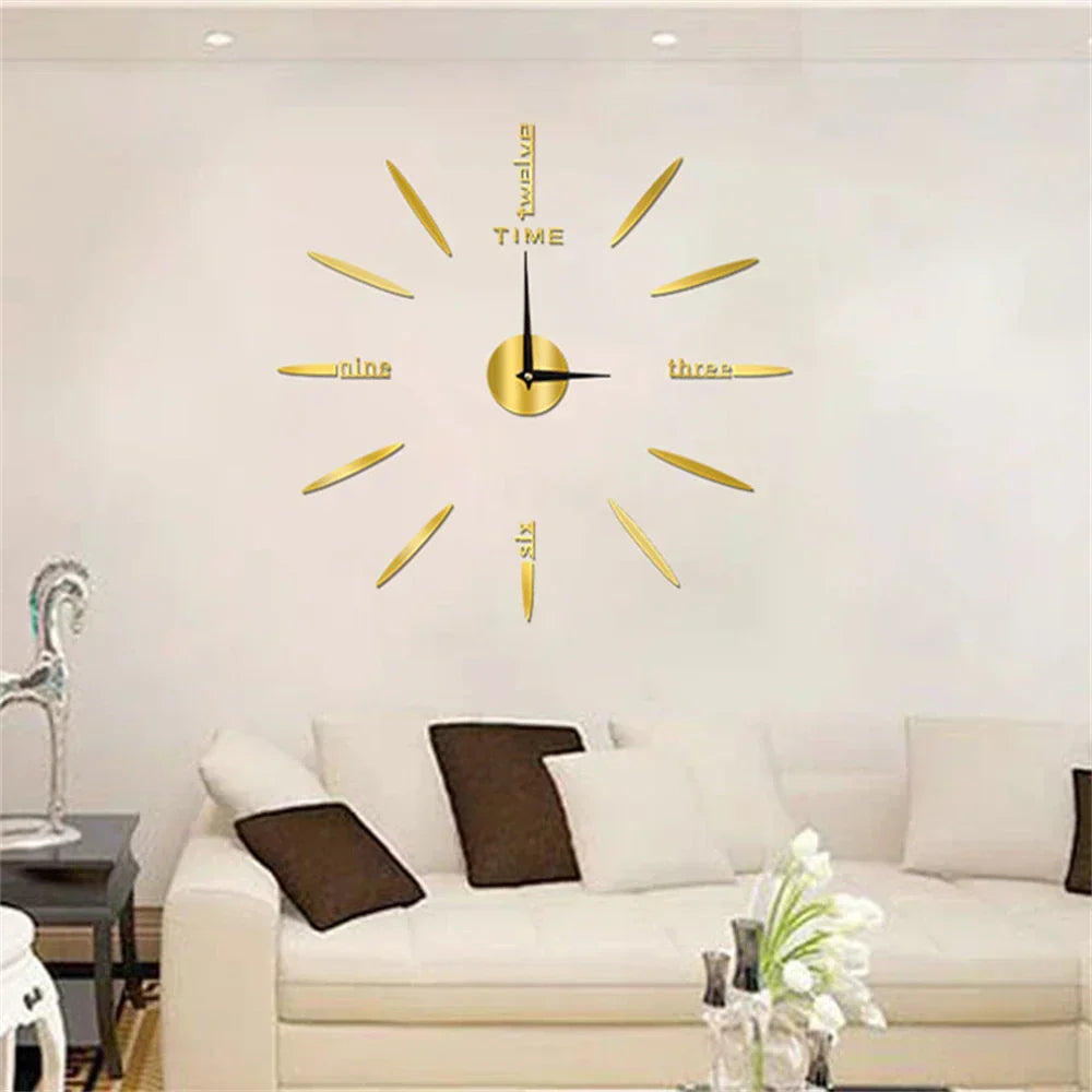 Wall Clock Self-Adhesive 3D Acrylic Customizable Layout