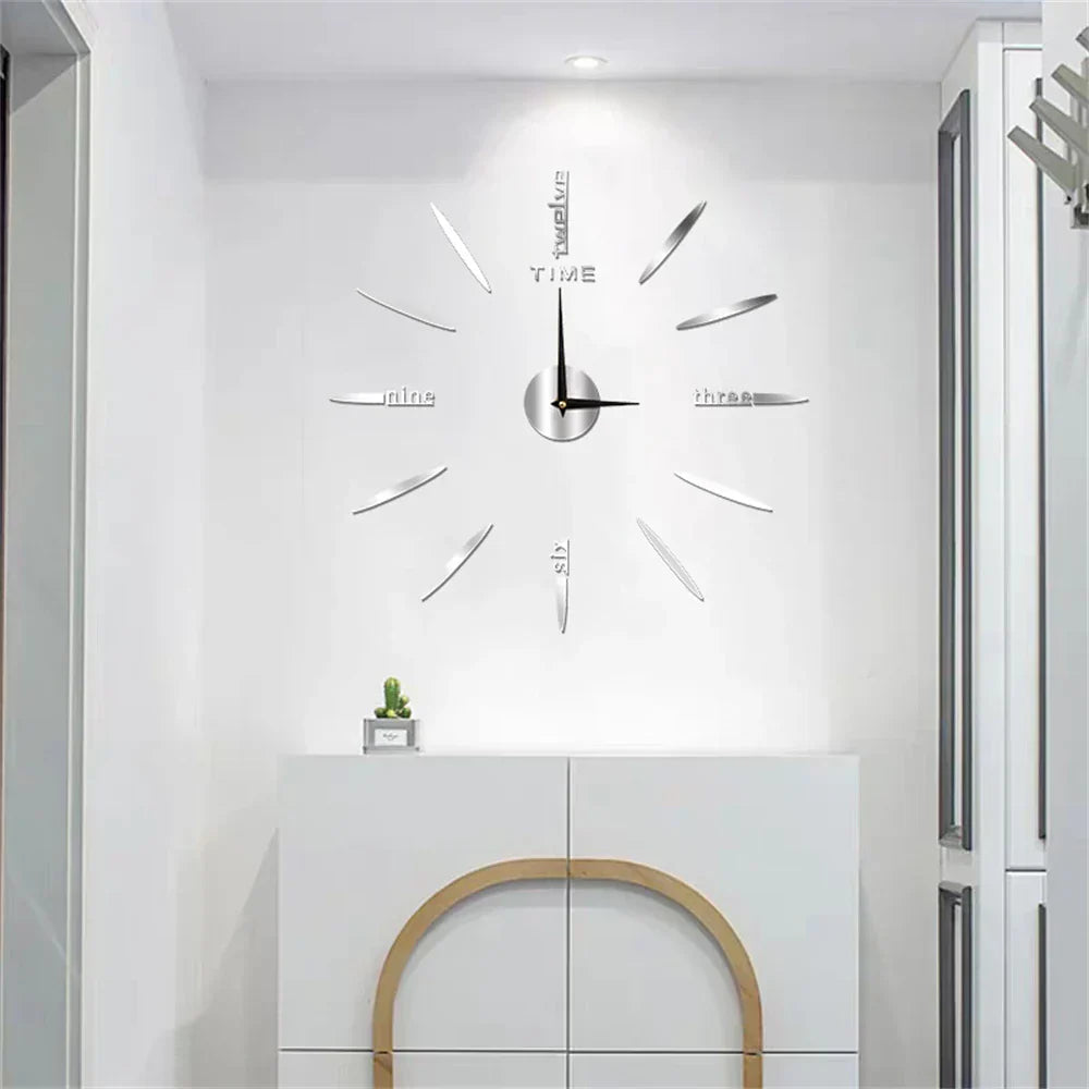 Wall Clock Self-Adhesive 3D Acrylic Customizable Layout