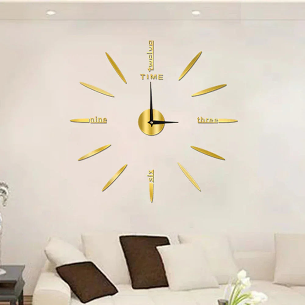 Wall Clock Self-Adhesive 3D Acrylic Customizable Layout