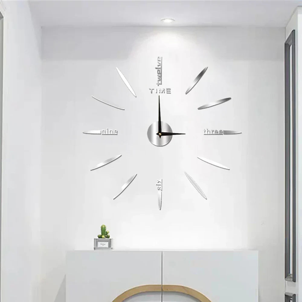 Wall Clock Self-Adhesive 3D Acrylic Customizable Layout
