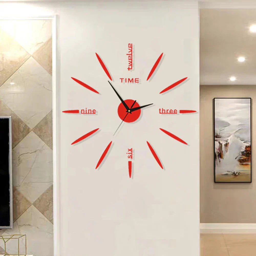 Wall Clock Self-Adhesive 3D Acrylic Customizable Layout