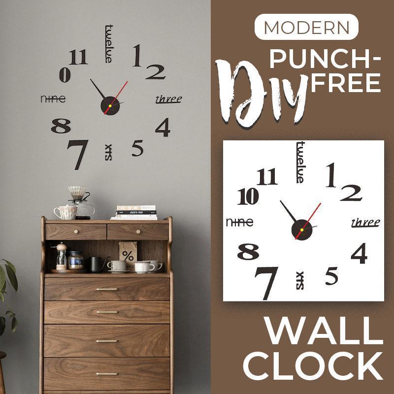 Wall Clock Silent Movement Frameless Acrylic Self-Adhesive Mounting