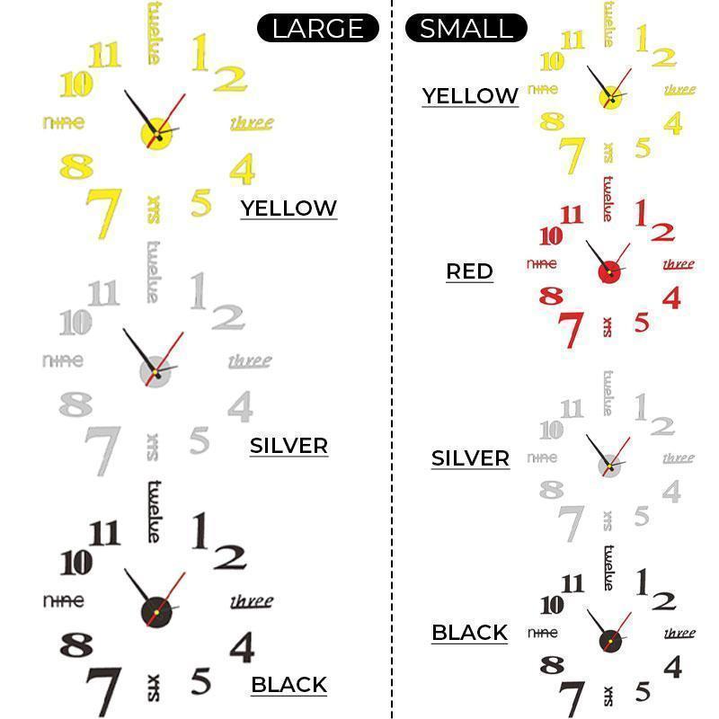 Wall Clock Silent Movement Frameless Acrylic Self-Adhesive Mounting
