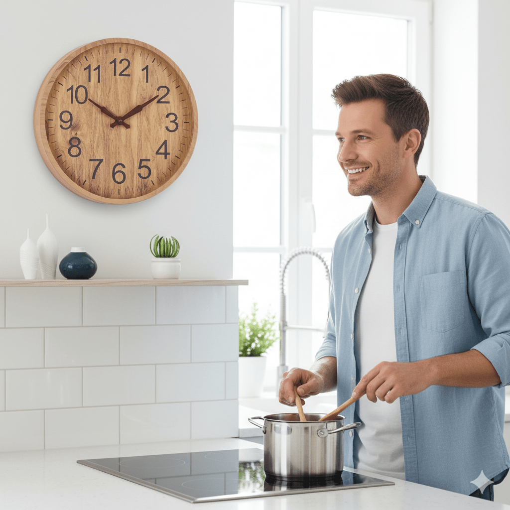 Wall Clock Silent Movement Natural Wood Finish 11.8 Inch
