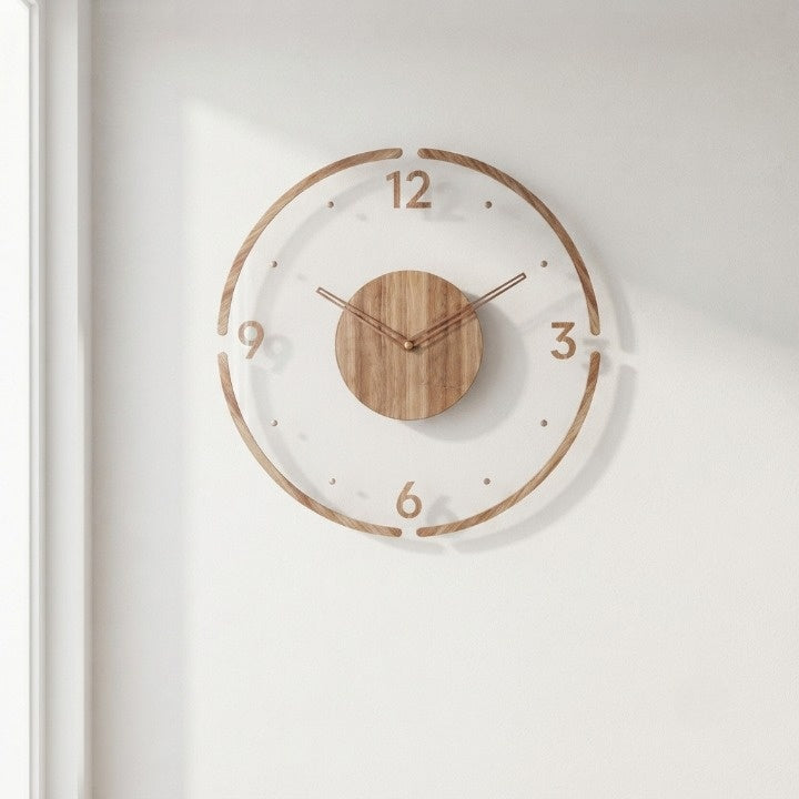 Wall Clock Silent Quartz Beech Wood & Glass 30 cm