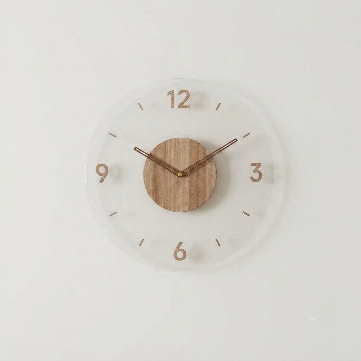 Wall Clock Silent Quartz Beech Wood & Glass 30 cm