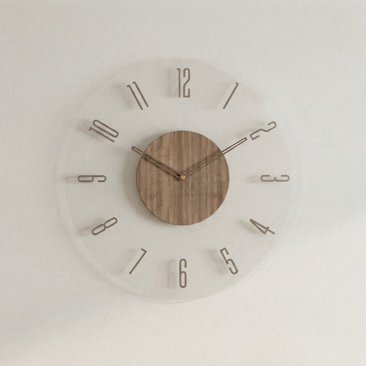 Wall Clock Silent Quartz Beech Wood & Glass 30 cm