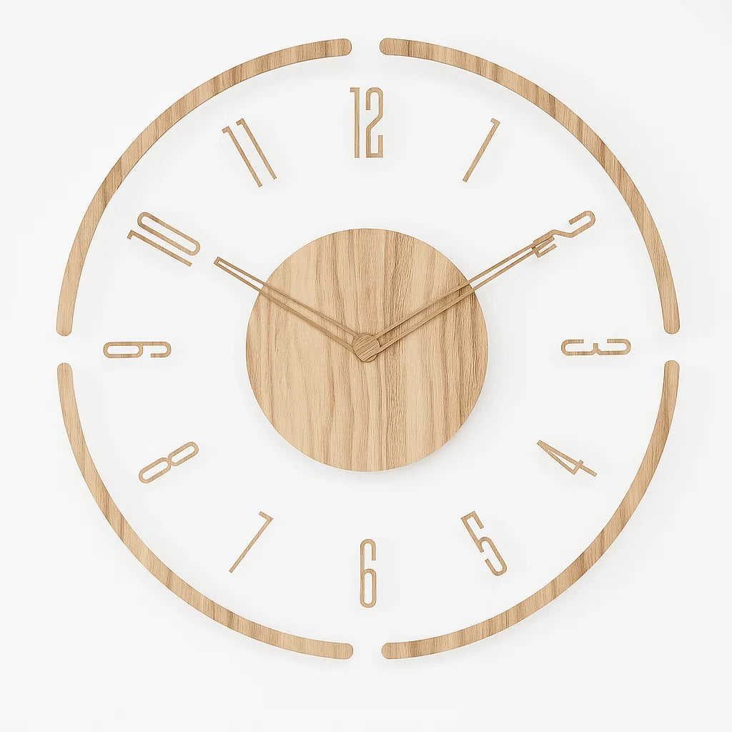 Wall Clock Silent Quartz Movement & Natural Wood Dial